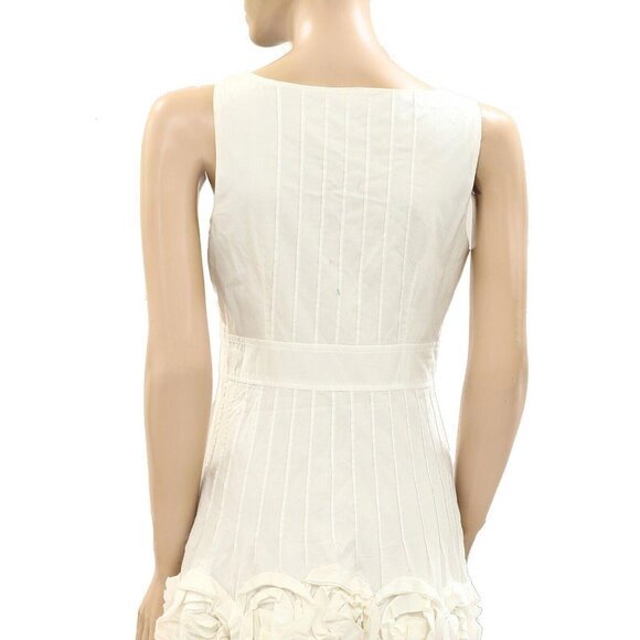 FRANCES VALENTINE Ribbon Mini Dress Floral Patchwork Sleeveless White XS 274591 - Picture 4 of 4